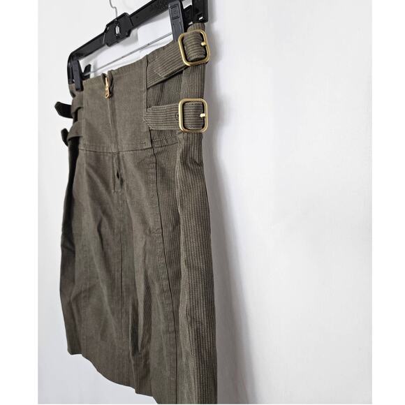 MARC BY MARC JACOBS Olive Green Striped Short High Waisted Skirt sz 2 - Picture 3 of 6